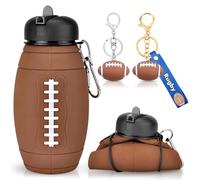 JhavexToy Botella Agua Silicona Diseño Rugby, Plegable Botella de Deportes de Rugby, 550 ml, A prueba de fugas, Sin BPA, Rugby Anillo de Llave, Compacta para Deportes, Camping