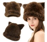 JhavexToy Sombrero de Oreja de Gato, Sombrero de Punto de Invierno, Sombreros de Punto Elástico de Moda, Adecuado para Actividades al Aire Libre y Uso Diario en Clima Frío - C