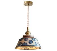 JHBHQKX Luces led Lámpara Colgante de Porcelana Creativa de Estilo Chino, lámpara Colgante de cerámica Vintage Azul y Blanca para Sala de Estar, Restaurante, Dormitorio, Pasillo.