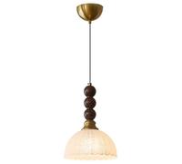 JHBHQKX Luces led Lámpara Colgante Moderna de Vidrio, una luz, lámpara Colgante de Vidrio Blanco con Mango de Madera, Altura Ajustable, lámparas de Techo, iluminación Minimalista de Estilo rústico.