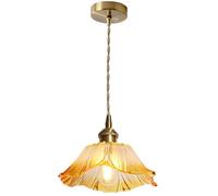 JHBHQKX Luces led Lámpara colgante vintage de latón con pantalla de cristal y cordón textil ajustable. Lámpara colgante de cristal estilo industrial retro para comedor, cocina o isla.
