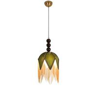 JHBHQKX Luces led Lámpara Colgante Vintage de Tela Verde, lámpara de araña con borlas francesas y Cable Ajustable, lámpara Colgante de Techo Estilo Bohemio para Comedor, Dormitorio, lámpara de Noche.