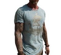 JHBTFQ Camiseta Viking para Hombre Yggdrasil/Árbol de la Vida Estampado en 3D Verano Lino Manga Corta Medieval Nórdico Regalo,Set Sail for Seas,S