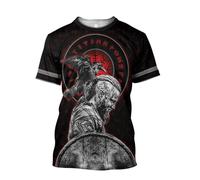 JHBTFQ Camiseta Vikingo Mitología Nórdica Impresión 3D Secado Rápido Verano Casual Mens Camisa,Ragnar lodbrok,M