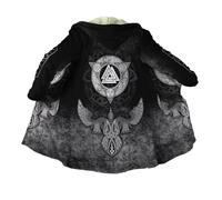 JHBTFQ Capa con Capucha Vikinga Largo Medio Invierno Gruesa Cálida Albornoz Estampado 3D Mitología Nórdica Cachemira Sintética Chaqueta Unisex,Odin Raven,5XL