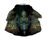 JHBTFQ Capa con Capucha Vikinga Largo Medio Invierno Gruesa Cálida Albornoz Estampado 3D Mitología Nórdica Cachemira Sintética Chaqueta Unisex,Web of wyrd,4XL