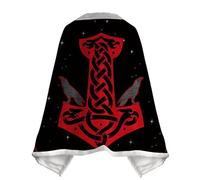 JHBTFQ Impresión 3D Manta Chal Nórdica Capa Vikinga Engrosada Forrada con Forro Polar Sintético Cálida Invierno Oficina Manta para Las Piernas,Hammer of Thor,S