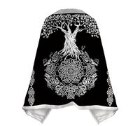 JHBTFQ Impresión 3D Manta Chal Nórdica Capa Vikinga Engrosada Forrada con Forro Polar Sintético Cálida Invierno Oficina Manta para Las Piernas,Yggdrasil,S