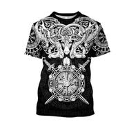 JHBTFQ Mito Nórdico Camiseta Odin para Hombre Verano Ultra-Fino Secado Rápido Poliéster Estampado Manga Corta Regalo para Marido,Viking Compass,4XL