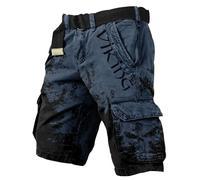JHBTFQ Pantalones Cortos Vikingos de Verano Valhalla Cráneo con Vegvisir Runas de Odín Pantalones de Senderismo para Hombre Bañador de Playa Regalo Nórdico,Dark Blue,L