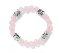 JHBTFQ Pulsera De Cristal De Piedra Natural de 8mm Con 4 Cuentas Con Runas Vikingas, JoyeríA Espiritual Amuleto NóRdico Para Hombres Y Mujeres CordóN EláStico de 19cm,Rose quartz