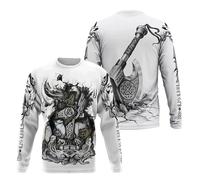 JHBTFQ Sudadera con Capucha Odin, Impreso en 3D Mitos Nórdicos Hacha Cuervo Lobo Oso Runa Blanco Primavera y Otoño Pullover para Hombre Mujer,Sweatshirt,4XL