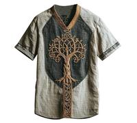 JHBTFQ Vikingo Camiseta para Hombre 3D Impreso Verano Lino Manga Corta Estilo Étnico Yggdrasil/Árbol de la Vida Mujeres Tops Regalo Nórdico,Tree of Life c,5XL