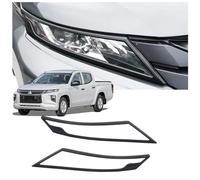 JHCHAN Carcasas para faros de coche para Mitsubishi L200 Triton 2019-2024, Mitsubishi L200 Triton Strada KJ KK KL Negro mate Protector de Faro