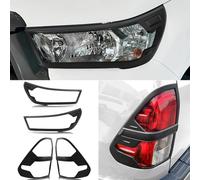 JHCHAN Cubierta de faro y cubierta trasera para Toyota Hilux 2021-2024 modelo básico Invincible Revo Rocco (juego de faros traseros)