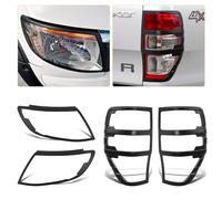 JHCHAN Cubierta de faro y Cubiertas de faros traseros para Ford Ranger Wildtrak 2012-2014 Raptor Limited XL XLT XLS Platinum T6 MK1 (2012-2014 Faros y Luz Trasera)