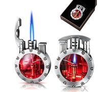 JHCYDM Encendedor de Estilo Vintage, Encendedor de Queroseno de inspiración | Cuenta con un tanque de combustible visible y atractivo: un excelente regalo for hombres, padres o esposos.(Silver)