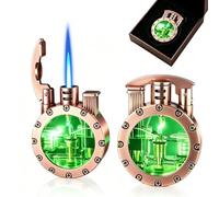JHCYDM Encendedor de Estilo Vintage, Encendedor de Queroseno de inspiración | Cuenta con un tanque de combustible visible y atractivo: un excelente regalo for hombres, padres o esposos.(Metallic1)