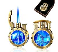 JHCYDM Encendedor de Estilo Vintage, Encendedor de Queroseno de inspiración | Cuenta con un tanque de combustible visible y atractivo: un excelente regalo for hombres, padres o esposos.(Metallic)