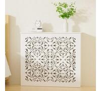 JHDXL Cubierta de Radiador Blanca Moderna, Cubre Radiador Decoración Radiator Tapar, Mueble radiador Gabinete De Calefacción, para Sala de Estar Dormitorio Pasillo(90x90x20cm/35.4x35.4x7.8in)