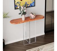 JHDXL Mesa Consola de Entrada, Mesa Consola Estrecha de Madera con Patas de Mesa de Acrílico Transparente, para Sala de Estar, Pasillo, Entrada, Fácil de Montar(Brown,90cm/35.5in)