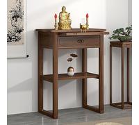 JHDXL Mesa de Altar con Almacenamiento, Mesas de Puja de Suelo para la Espiritualidad, Mueble Budista Chino, para Interior y Exterior, Relajación, Adivinación(Light Brown,81 * 48cm/32 * 19in)