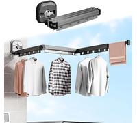 JHDZ Hemerch Tendedero retráctil para Ropa, Perchero retráctil montado en la Pared, Tendedero para Ropa con Ventosa, Tendedero portátil para organizadores del hogar,3 Folding Black