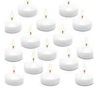 JHENG 50 Pack Floating Candles 2'' White Unscented Dripless Wax Burning Candles for Cylinder Vases Weddings Party and Holiday