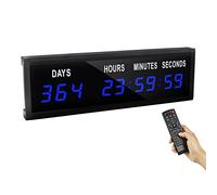 Jhering Reloj de Pared Digital LED con Pantalla Grande, Relojes de Pared de Gran tamaño, Reloj de Cuenta Regresiva con Control Remoto, 1.8 '' 9 dígitos (Azul)