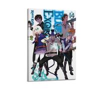 JHFQ Póster de animé para sala de estar, diseño de exorcista azul con texto en inglés "Ao No Exorcist", lienzo decorativo para pared, álbumes de música y películas, pintura decorativa para sala de