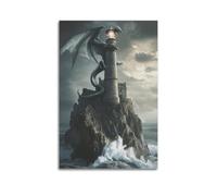 JHFQ Póster de The Dragon Stands in the CastlePoster arte de pared estético, póster vintage de música y películas, pintura decorativa para sala de estar, dormitorio, 20 x 30 cm, estilo sin marco