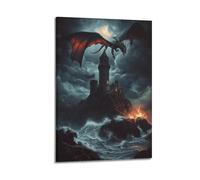 JHFQ Póster de The Dragon Stands in The CastlePoster arte de pared estético, póster vintage de música y películas, pintura decorativa para sala de estar, dormitorio, 30 x 45 cm, estilo marco