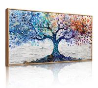 JHHUAMO Cuadros Decoracion Salon Modernos, Grandes Laminas para Cuadros, Lienzo Decorativo con Marco Colorida del Árbol de la Vida para Dormitorios Oficina Habitacion Pasillo 73x146 cm
