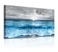 JHHUAMO Cuadros Decoracion Salon Modernos, Grandes Laminas para Cuadros, Lienzo Decorativo de Gaviota en la Playa al Amanecer para Dormitorios Oficina Habitacion Pasillo 73x146 cm