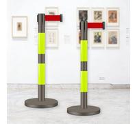 JHIAADEY Postes De Barrera,Post Separador,Barrera De Seguridad Con Cuerda,Sistemas De GestióN Y Colas De Multitudes,Adecuados For Conciertos,Exposiciones,Hoteles,Cines(Coffee+Light Green,3M/9.8FT)