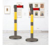 JHIAADEY Postes De Barrera,Post Separador,Barrera De Seguridad Con Cuerda,Sistemas De GestióN Y Colas De Multitudes,Adecuados For Conciertos,Exposiciones,Hoteles,Cines(Coffee+Yellow,2M/6.5FT)