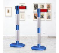 JHIAADEY Postes De Barrera,Post Separador,Barrera De Seguridad Con Cuerda,Sistemas De GestióN Y Colas De Multitudes,Adecuados For Conciertos,Exposiciones,Hoteles,Cines(Blue+White,2M/6.5FT)