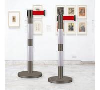 JHIAADEY Postes De Barrera,Post Separador,Barrera De Seguridad Con Cuerda,Sistemas De GestióN Y Colas De Multitudes,Adecuados For Conciertos,Exposiciones,Hoteles,Cines(Coffee+White,2M/6.5FT)