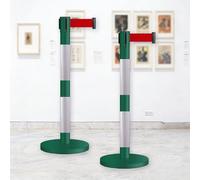JHIAADEY Postes De Barrera,Post Separador,Barrera De Seguridad Con Cuerda,Sistemas De GestióN Y Colas De Multitudes,Adecuados For Conciertos,Exposiciones,Hoteles,Cines(Green+White,5M/16.4FT)