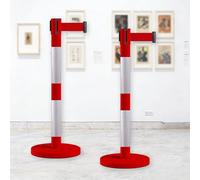 JHIAADEY Postes De Barrera,Post Separador,Barrera De Seguridad Con Cuerda,Sistemas De GestióN Y Colas De Multitudes,Adecuados For Conciertos,Exposiciones,Hoteles,Cines(Red+White,5M/16.4FT)