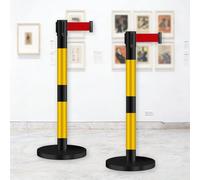 JHIAADEY Postes De Barrera,Post Separador,Barrera De Seguridad Con Cuerda,Sistemas De GestióN Y Colas De Multitudes,Adecuados For Conciertos,Exposiciones,Hoteles,Cines(Black+Yellow,3M/9.8FT)
