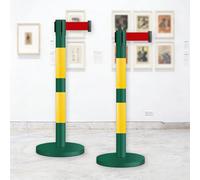 JHIAADEY Postes De Barrera,Post Separador,Barrera De Seguridad Con Cuerda,Sistemas De GestióN Y Colas De Multitudes,Adecuados For Conciertos,Exposiciones,Hoteles,Cines(Green+Yellow,3M/9.8FT)