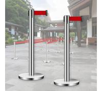 JHIAADEY Postes Para Control De Multitudes,Sistema De GuíA Poste De Seguridad,Las áReas De Control De Multitudes Gestionan Flujo De Peatones Y Son Adecuadas For Aeropuertos(Silver,2M/6.5FT)