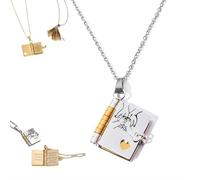 JHIALG Collar ajustable de plata de 18 quilates con 6 páginas de información grabada, para mi hija, de mamá y papá, abrible, Acero de titanio