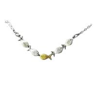 JHJEWH Collar de natación contra la corriente, collar de pez para mujer, collares espirituales inspiradores de esperanza, cadena de peces ajustable, gargantilla de peces de dos tonos, joyería de fe