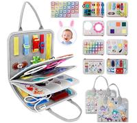 JHkim Montessori Busy Board Alemán, juguete para niños a partir de 1, 2, 3, 4 años, libro de actividad, regalo para niños y niñas, juguete educativo sensorial, tabla de motricidad para viaje, coche