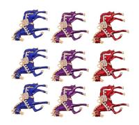 JHKNNK 9 Piezas Dije de Caballo Pedrería de Aleación Dorada, para Fundas de Teléfono, Accesorios Zodiacales 2026, Amuletos Brillantes en Rojo, Púrpura y Azul, Decoración para Móvil y
