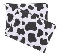 JHKNNK Bolsa de Maquillaje Portátil Estampado de Vaca en Blanco y Negro, Pack de 2 Bolsas de Poliéster, Organizador de Gran Capacidad para Viaje y Uso Cotidiano