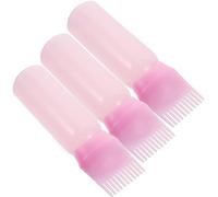JHKNNK Botella Aplicadora para Aceite de Cabello Diseño de Peine y Distribución Uniforme, Plástico Rosa, Pack de 3 Piezas para Uso en Casa y Aplicación de Aceite