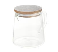 JHKNNK Cafetera Tetera de Vidrio Transparente 300 Ml Tapa de Madera de Acacia Resistente al Calor y Frío Diseño de Boquilla Anti-Goteo para Servir Café y Bebidas Calientes Hogar